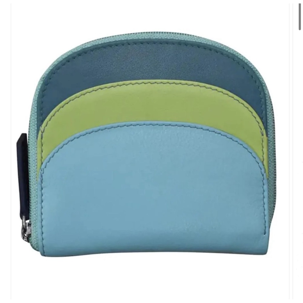 ILINE LEATHER MINI DOME WALLET IN SERENITY MULTI NWT
